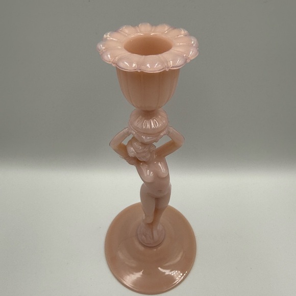 1 Antique Cambridge Glass Tuscan Nude Candlestick Holder - Picture 2 of 10